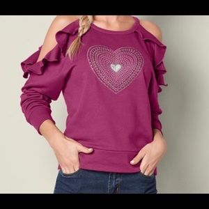 Venus Cold Shoulder Heart Sweatshirt New XL